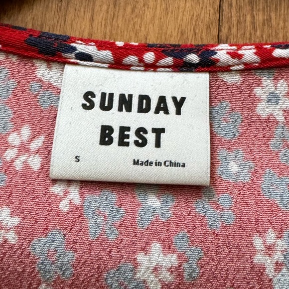 Aritzia Sunday Best red floral wrap mini dress, size S - Picture 2 of 6